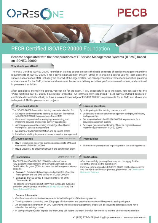 ISO/IEC 20000 Foundation Certification Course