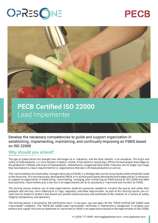 ISO 22000 Lead Implementer Certification Course