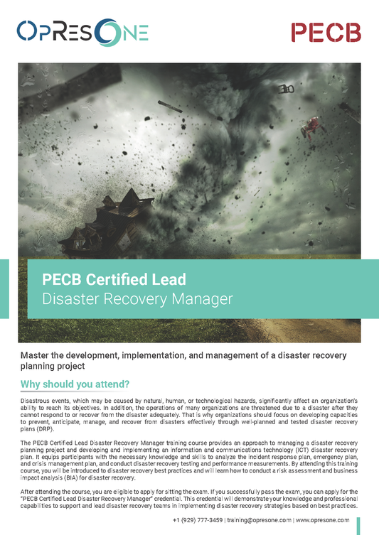 Lead Disaster Recovery Manager (Emergency Management Style) Certification Course