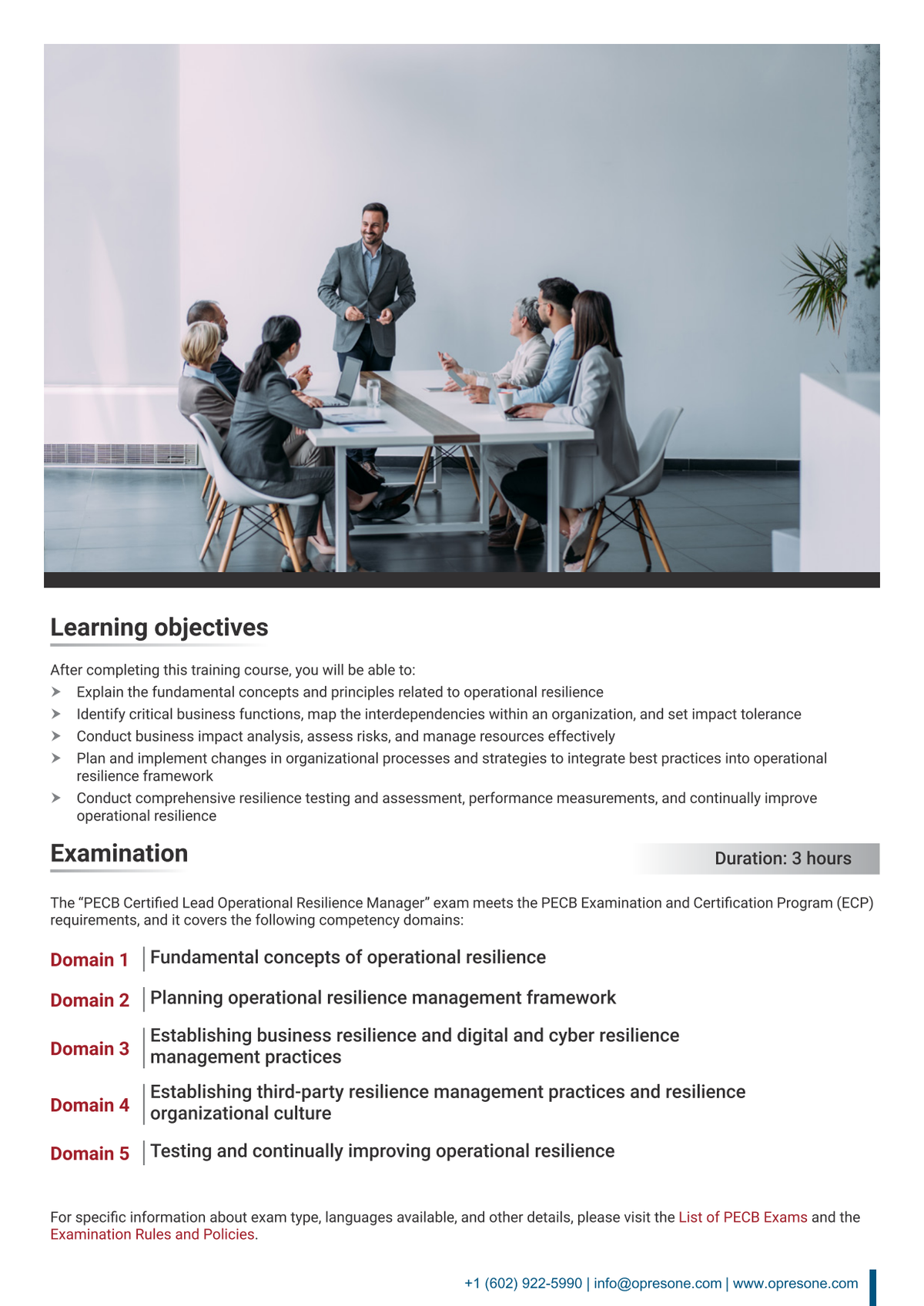 Lead Operational Resilience Manager Certification Course